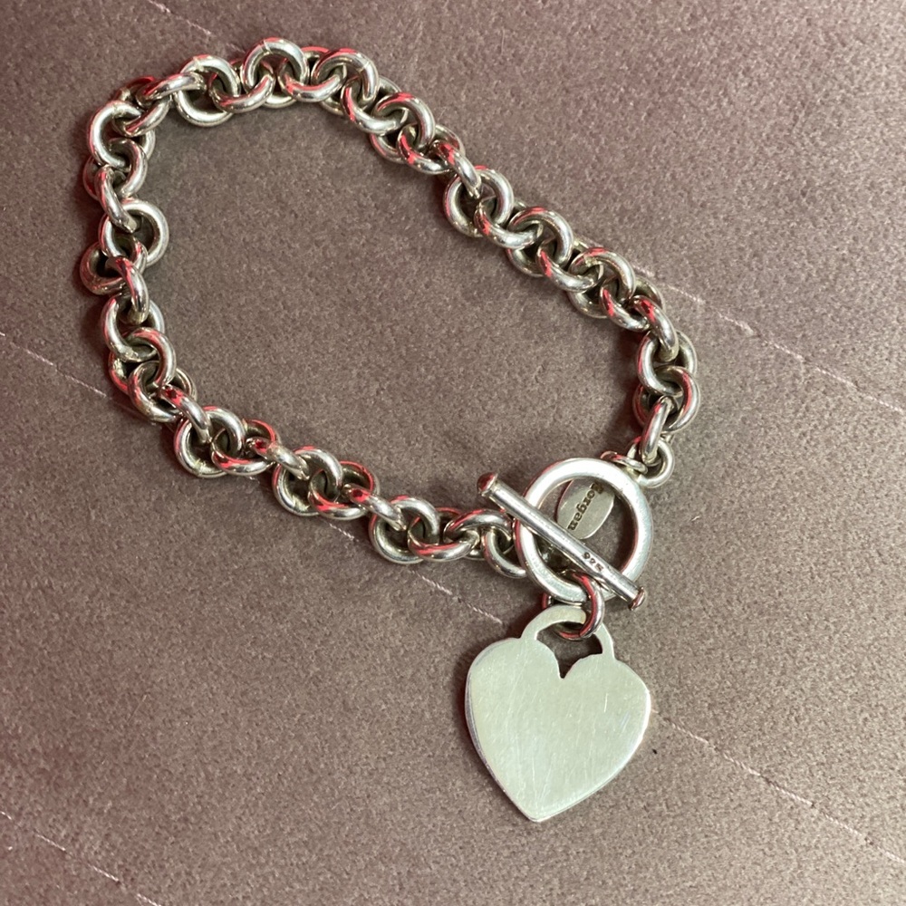 ❤️ Morgan 925 silver cable bracelet/heart charm